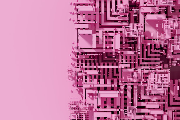 城市景观背景，元宇宙，智慧城市，块形状，区块链，大数据技术概念图片下载