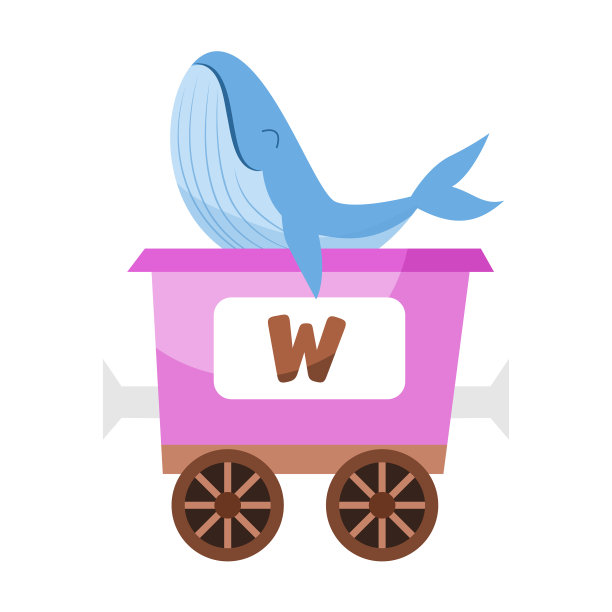 字母鲸鱼可爱的动物在彩色字母图片下载