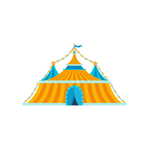 橙色和蓝色的马戏团帐篷图片下载