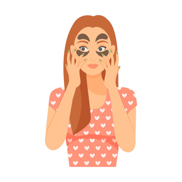 穿着裙子做护肤的卡通女孩图片下载