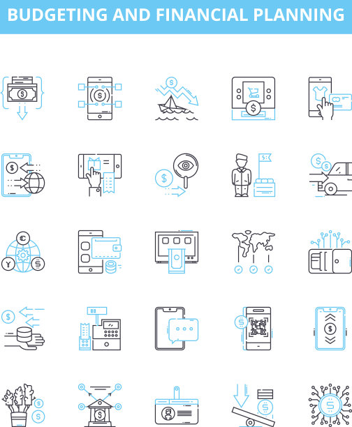 预算和财务计划线图标图片下载