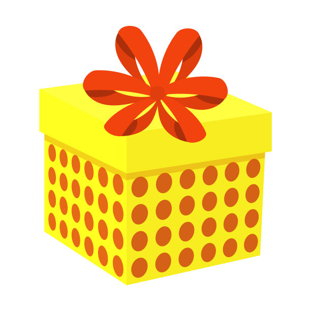 黄色大圆点与红色蝴蝶结礼盒上图片下载