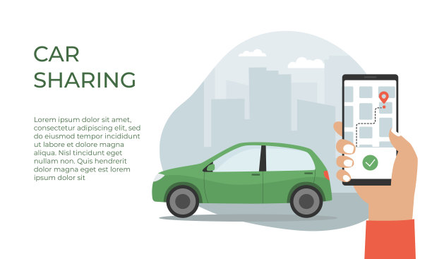 拼车服务登陆页。通过移动应用程序提供租车服务图片下载