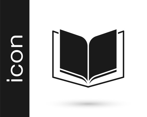 黑色打开书图标孤立在白色背景。向量图片下载