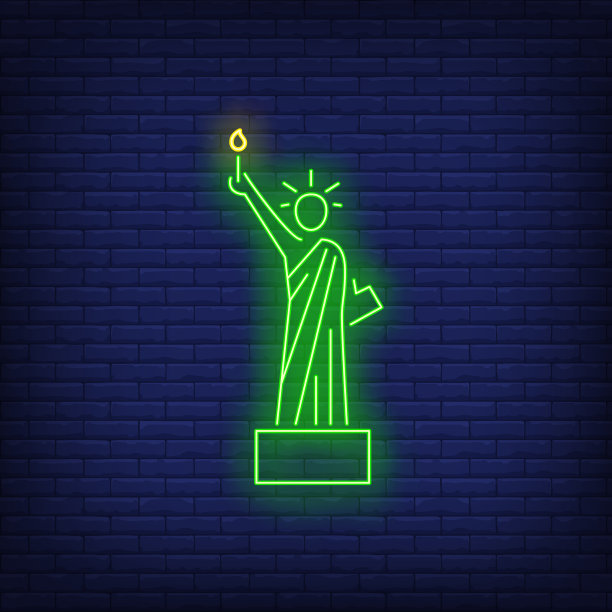自由女神像的霓虹灯标志图片下载