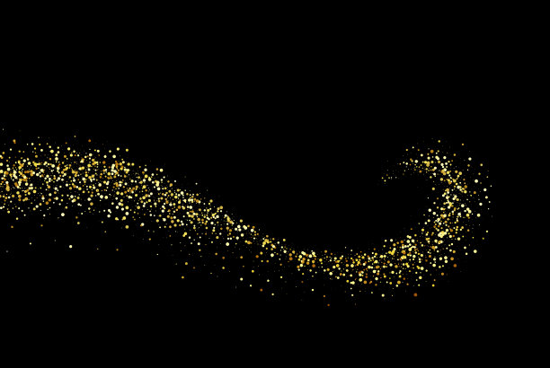 抽象的金色闪亮的设计元素与五彩纸屑闪闪发光的效果在黑色背景的贺卡和凭证。图片下载