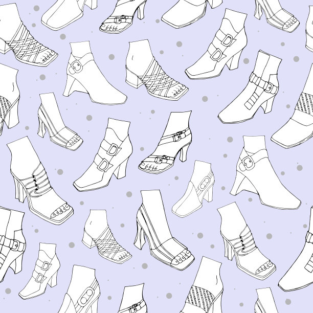 女式高跟鞋无缝花纹图片下载