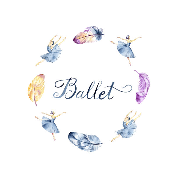 芭蕾舞的标志。水彩手绘插图孤立的光背景。芭蕾舞系列。图片下载