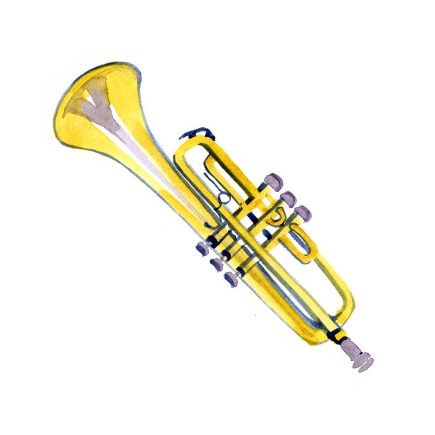 水彩铜管乐队小号图片下载