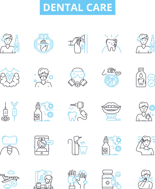 牙科护理线图标集牙科口腔图片下载