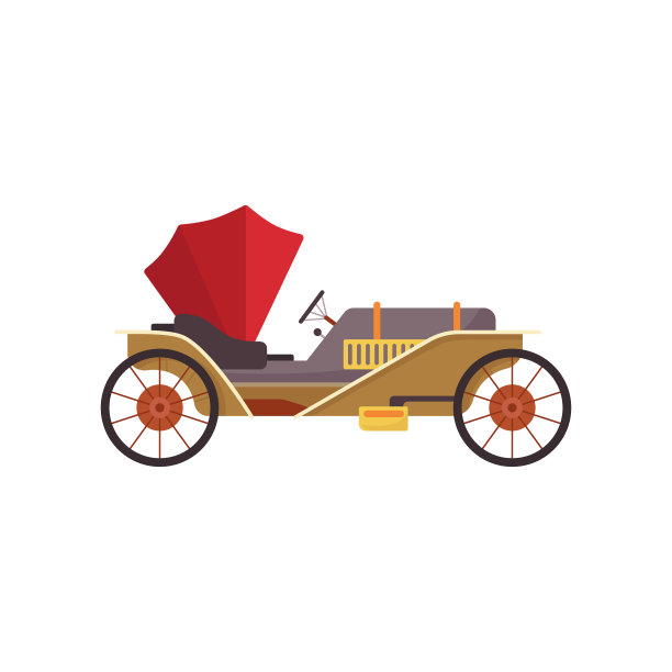 老式汽车与引擎盖卡通图片下载