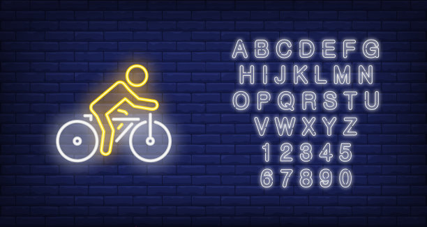 骑自行车的人的霓虹灯标志图片下载
