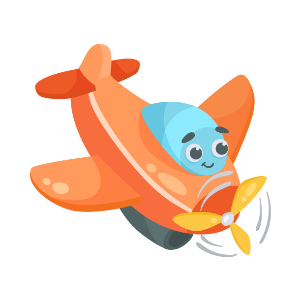 可爱的红色飞机与螺旋桨卡通图片下载