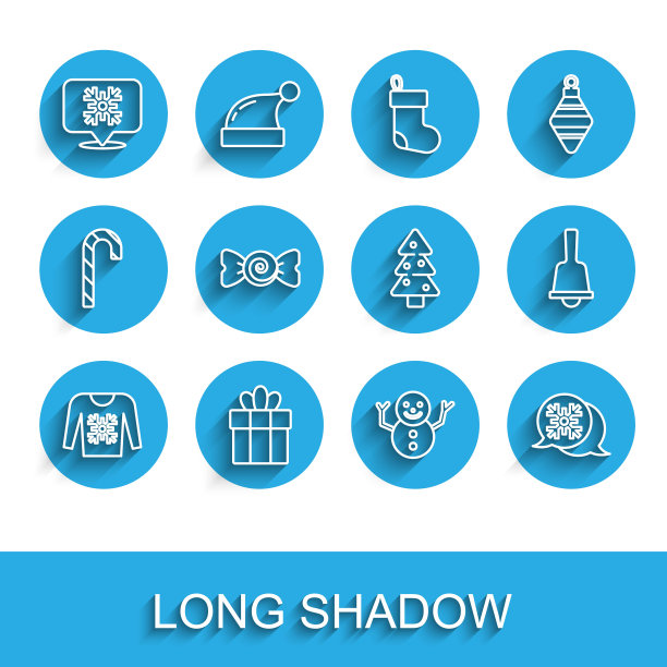 圣诞毛衣、礼品盒、雪花气泡、雪人、糖果、欢乐铃铛和圣诞树图标组合，矢量素材图片下载