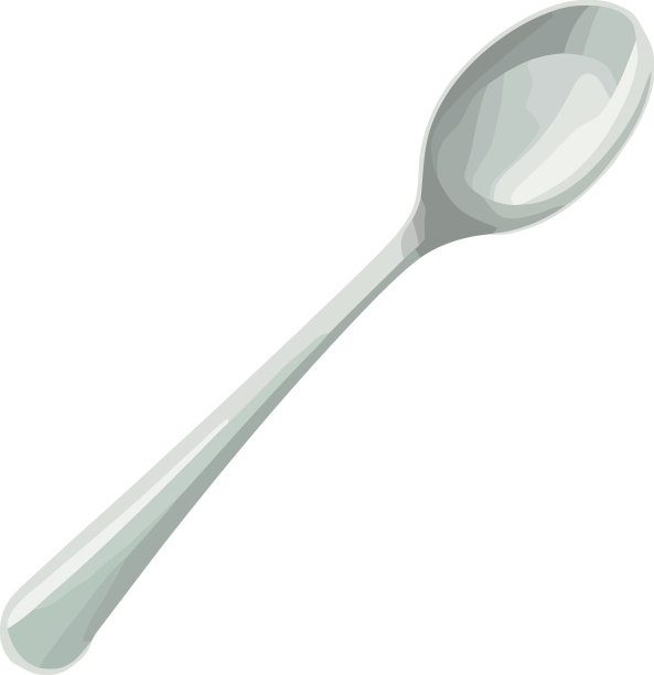 闪亮的金属勺子反射出干净的白色背景图片下载