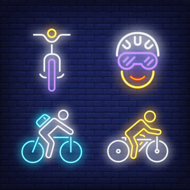 骑自行车的人骑自行车霓虹灯设置图片下载