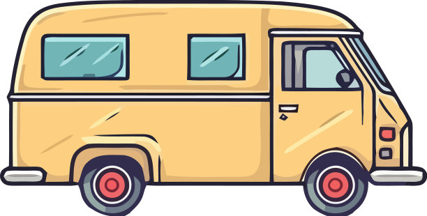 黄色巴士行驶在充满冒险的旅途上图片下载