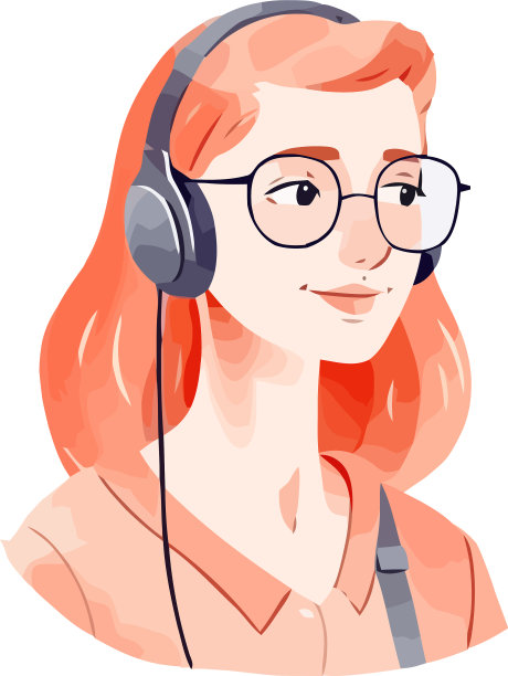 带着耳机微笑的女商人和图片下载