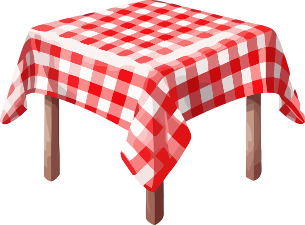 木桌上的格子餐巾准备好了图片下载