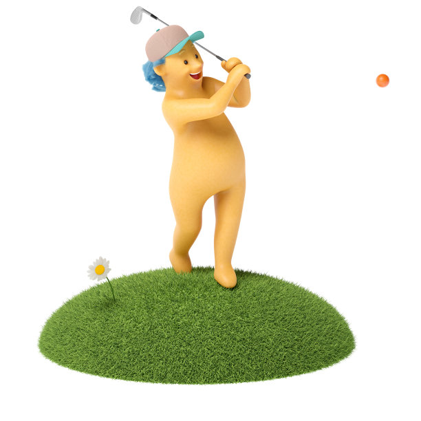 3D高尔夫球手，幽默性格图片下载