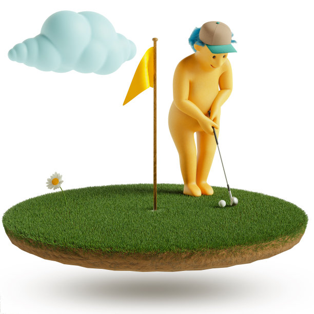 3D高尔夫球手推杆击球。图片下载