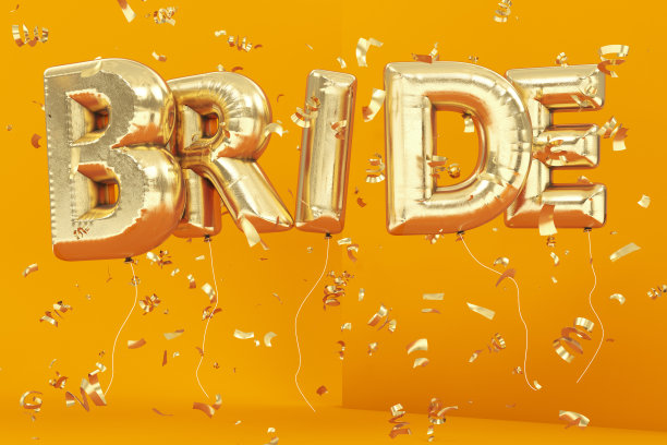 新娘气球和五彩纸屑图片下载