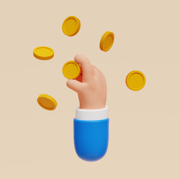 金钱，商业，工资，消费或购买概念插图与3d卡通手握金币。3D渲染图图片下载