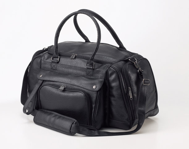 黑色皮革旅行袋或行李袋孤立的白色背景图片下载