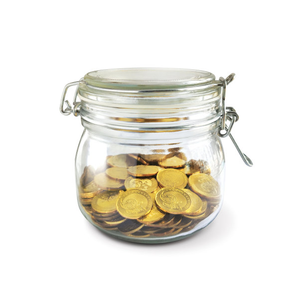 瓶中的金币用于储蓄和银行理财的概念图片下载