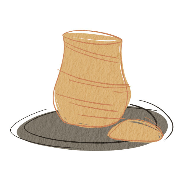 陶板上的抽象花瓶，工艺上的陶土插图，用于手工作品的装饰和艺术教育。图片下载