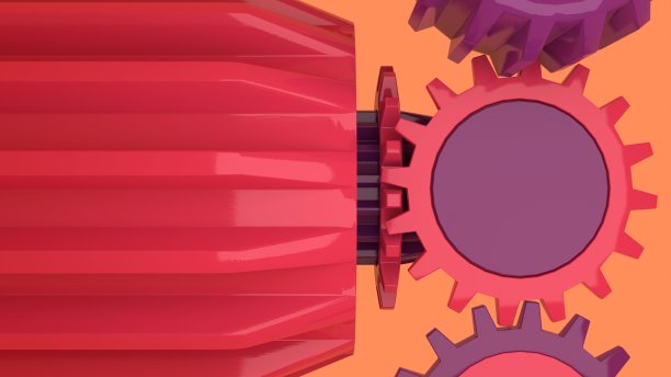 齿轮，轴承，鲜艳的色彩，幻想的世界，旋转动画，3d渲染图片下载