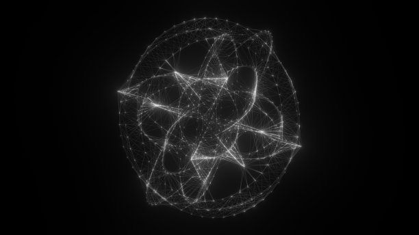 流动轨道多边形球形HUD, FUI元素。丛式连接线和点。图片下载