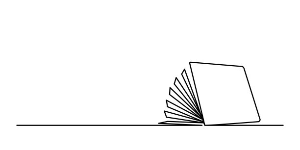 连续的一条线画了一本打开的书。教育设备插图回到学校主题的网站登陆页。图书横幅单线绘制图片下载