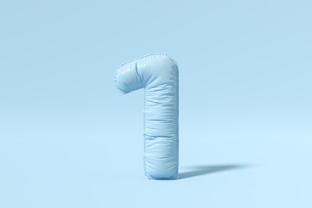 蓝色背景上的1号气球图片下载