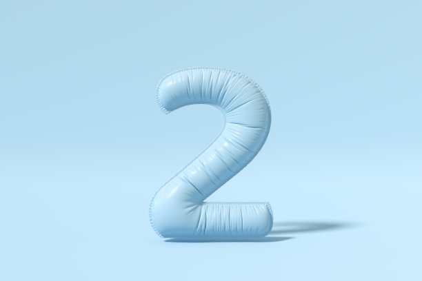 蓝色背景的2号气球图片下载