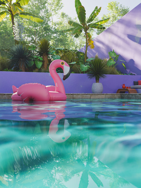 游泳池在热带环境图片下载