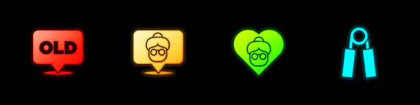 设置养老院，祖母和运动扩展图标。向量图片下载