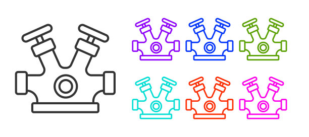 在白色背景上孤立的消防栓图标。设置图标彩色。向量图片下载