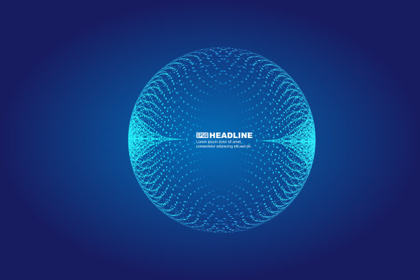 发光粒子汇聚形成球形互联网科技背景图片下载