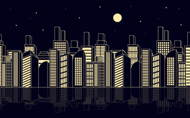 夜晚城市城市建筑城市景观背景线图片下载