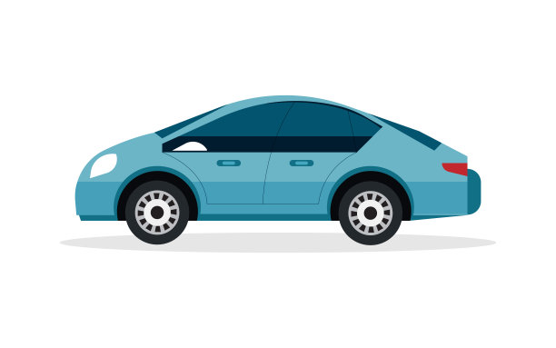 蓝色汽车矢量。汽车与孤立的白色背景。侧面的微型车设计图片下载