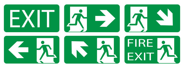 消防出口标志，矢量图。紧急出口标志。图片下载