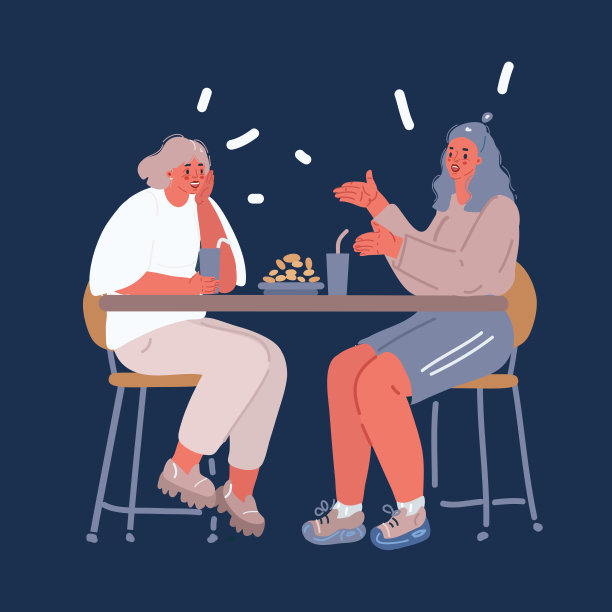 矢量卡通插图的两个漂亮的年轻女子坐在咖啡馆图片下载