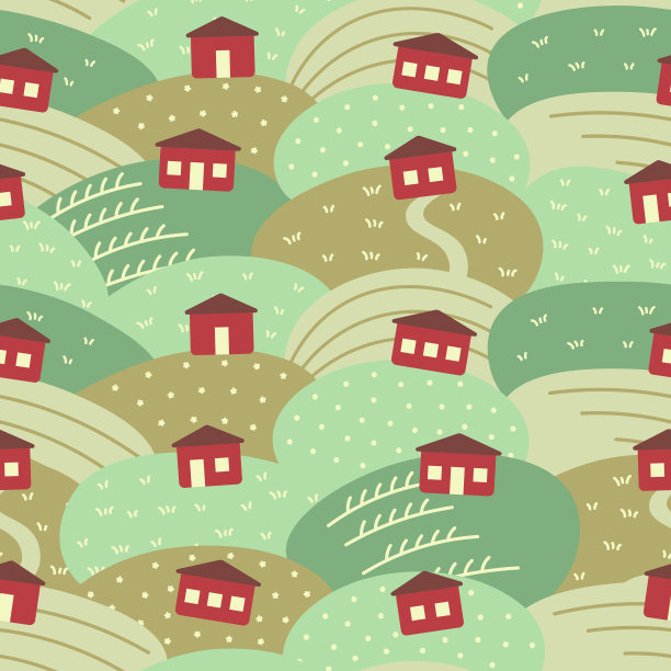 乡村城郊乡村上丘陵地形无缝衔接格局。图片下载