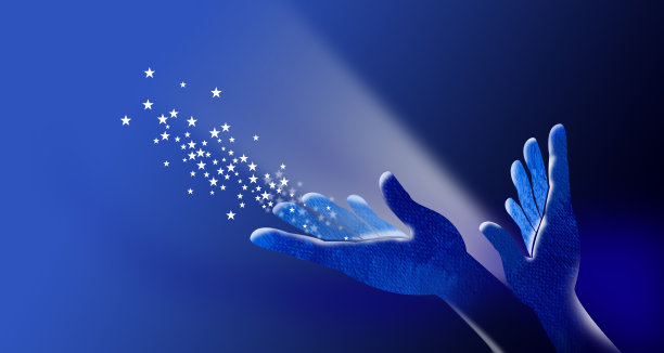 手打开与神奇的星星抽象图形背景图片下载