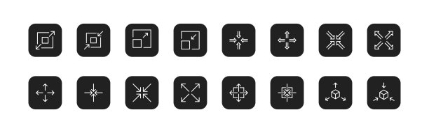 调整图标集的大小。用箭头增加、减少符号集。矢量EPS 10图片下载