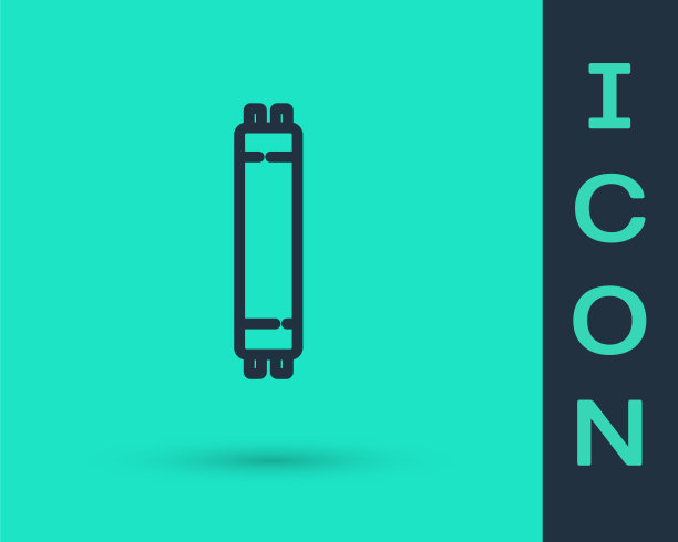 长发光荧光节能灯图标隔离在绿色背景。向量图片下载