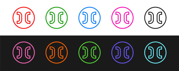 设置线双鱼座星座图标孤立的黑色和白色的背景。占星术占星术收藏。向量图片下载