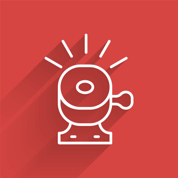 白线自行车钟图标与长长的影子隔离。向量图片下载