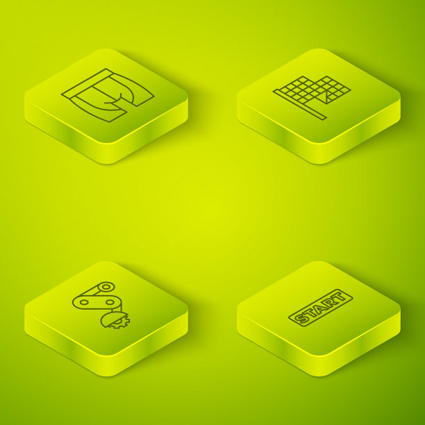 设置等距线方格旗，变速器自行车后方，缎带在终点线和自行车短裤图标。向量图片下载